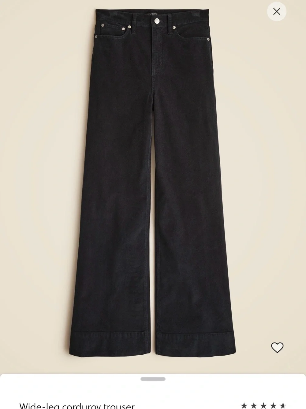 J. Crew Black Wide-Leg Corduroy Jeans